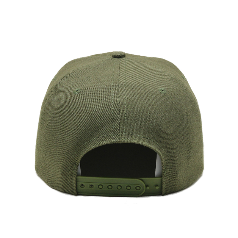 Custom Fashion design 6 Panel Embroidery Logo Army Green Flat Bill Structured Gorras Snapback Hat Caps