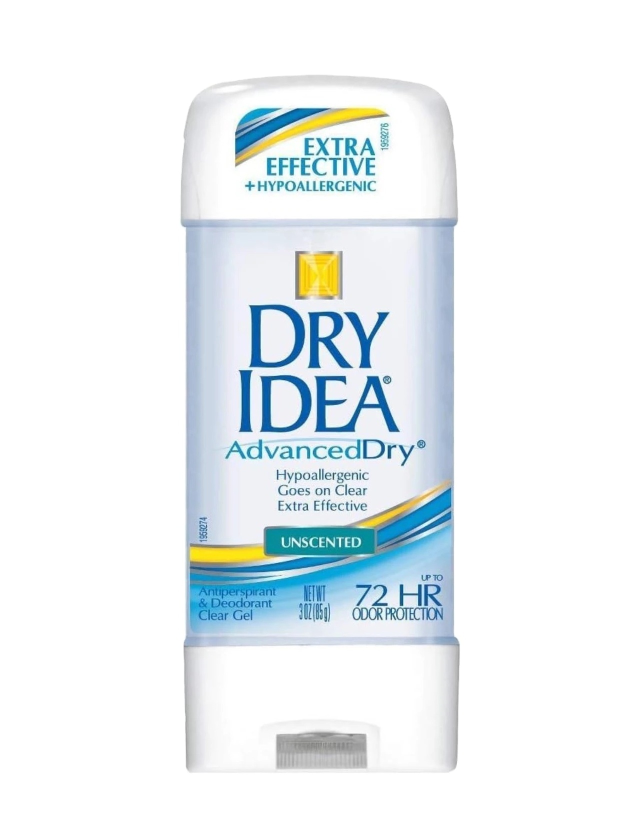 Dry Idea Roll On Anti-Perspirant & Deodorant, Advanced Dry, Unscented Hypo-Allergenic, 3-Ounce Tubes (Pack of 4)