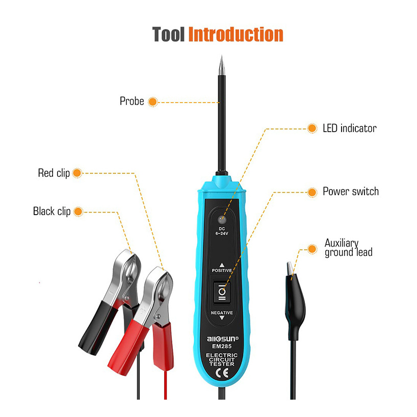 Em285 Power Probe Car Electric Circuit Tester Automotive Tools 24v  Car Repair Diagnostic Tools Auto Tester