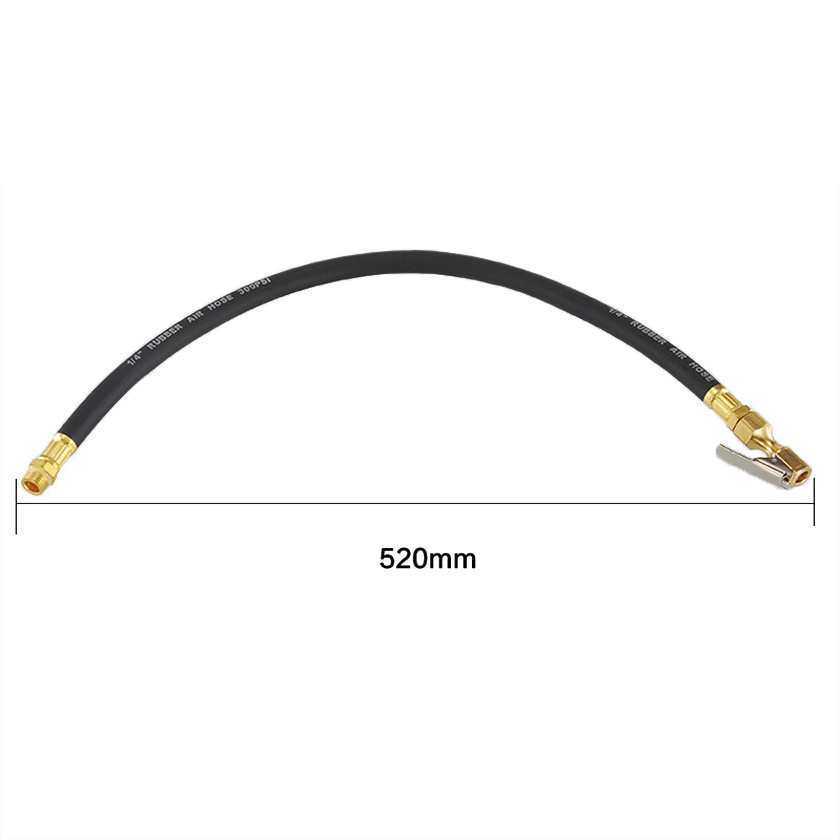 520mm Tire Tyre Hose with Lock-on Brass Air Chuck Silicone Rubber Hose Pipe Soft Flexible Inflation High Pressure