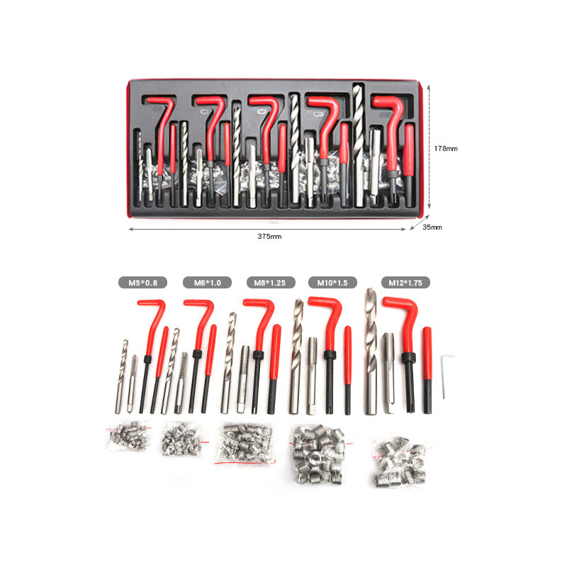 Thread Repair Kit, Thread Metric Inserts Repair Kit with Drill Bits Inserts Taps Break Off Tools Thread Repair Tool Kit