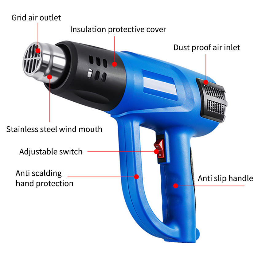 Industrial grade 2000w adjustable speed heat gun for welding plastic mold