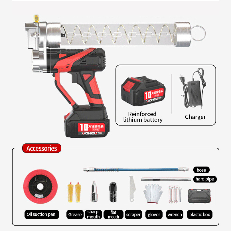 24V Electric Grease Gun 15000ps Lithium Battery High Pressure 600CC Cordless Automatic Grease Guns