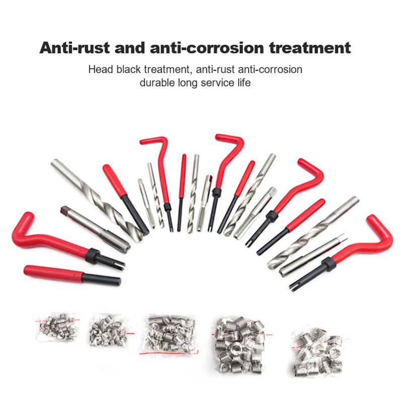 Thread Repair Kit, Thread Metric Inserts Repair Kit with Drill Bits Inserts Taps Break Off Tools Thread Repair Tool Kit