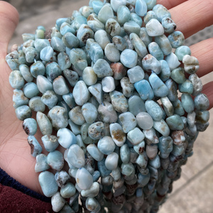 Larimar Stone Natural Gemstone Beads for Sale Wholesale Smooth Loose Large Big Freeform Irregular Chips Larimar Tumbles