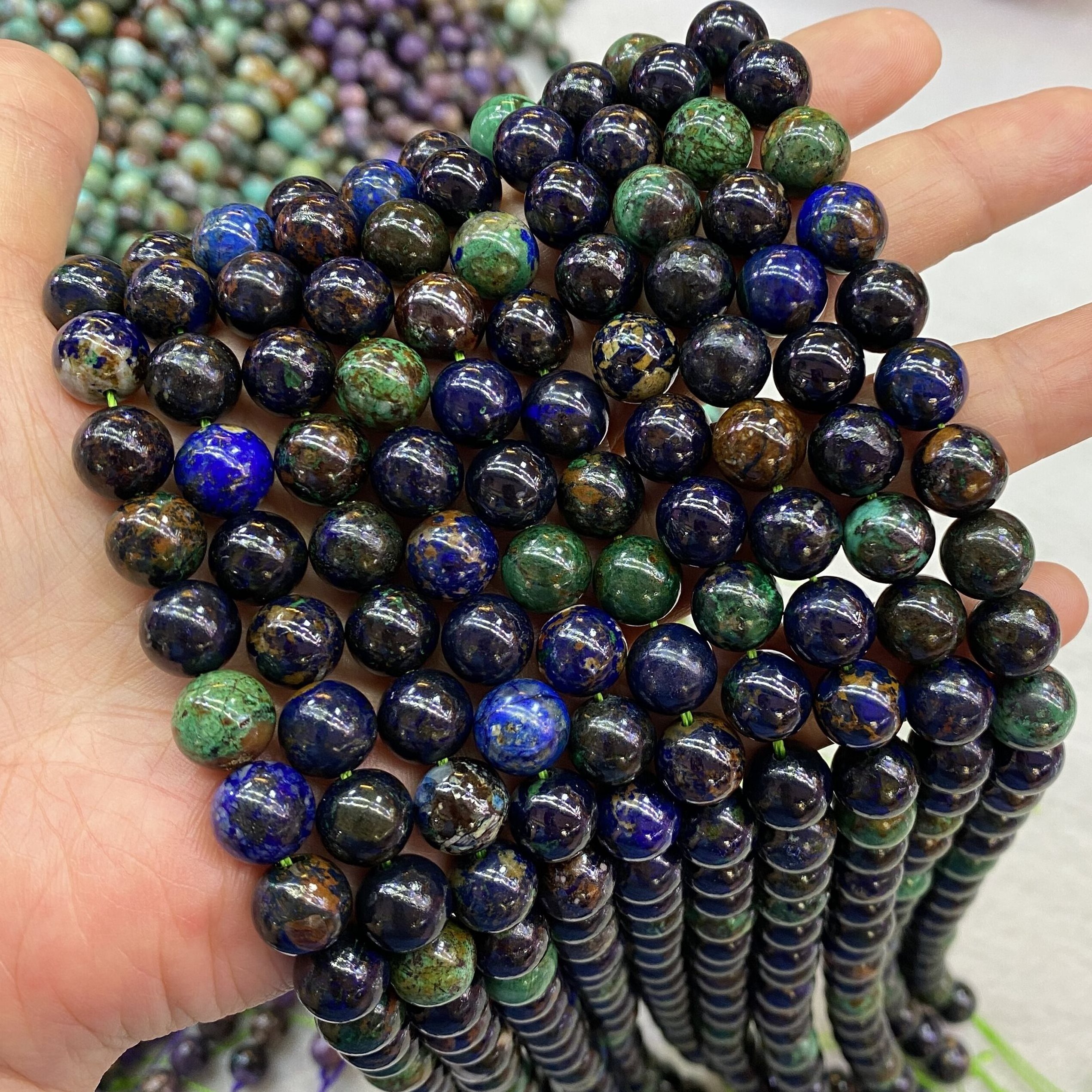 Natural Stone Gemstone Loose Round 6/8/10mm Beads Strand Azurite Malachite