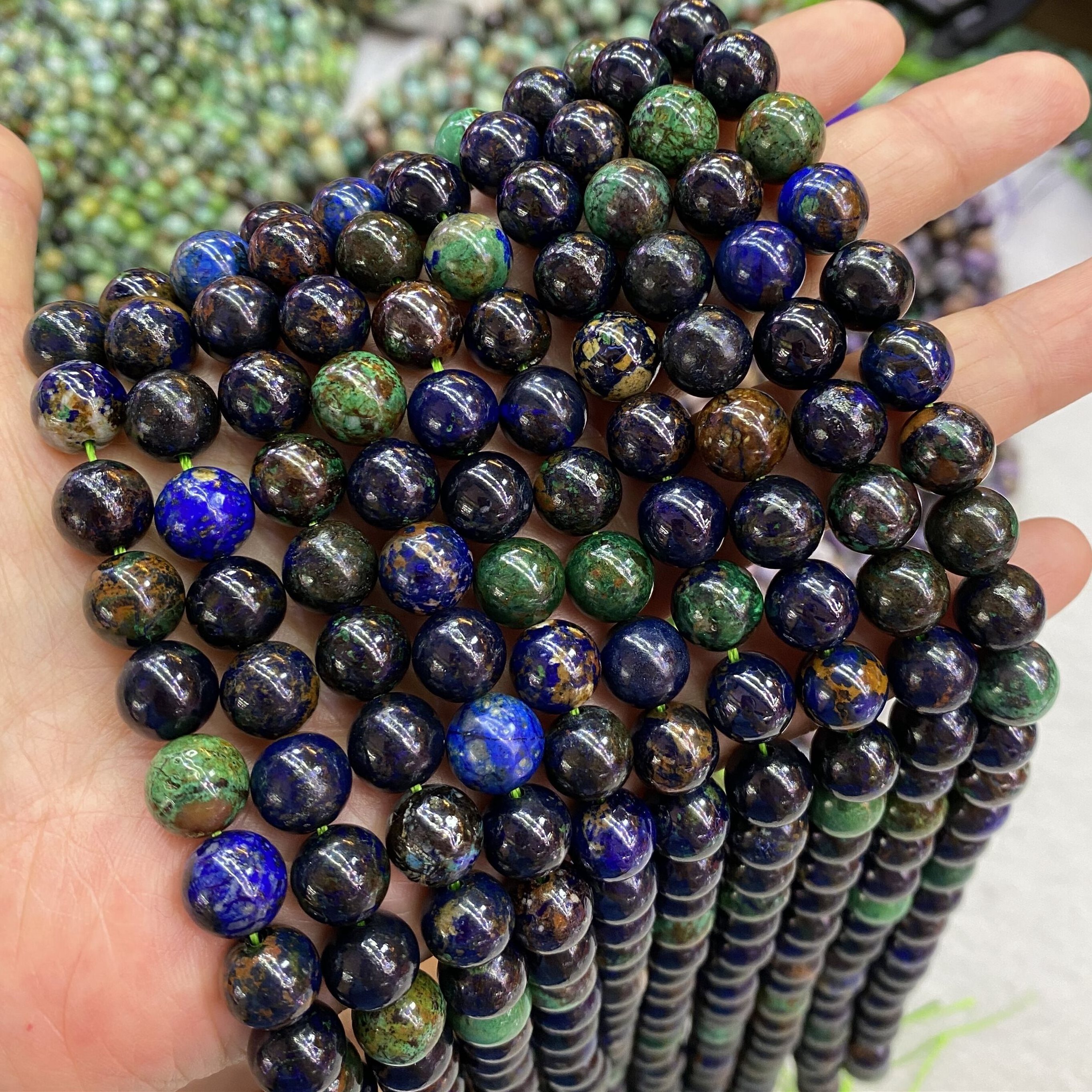 Natural Stone Gemstone Loose Round 6/8/10mm Beads Strand Azurite Malachite