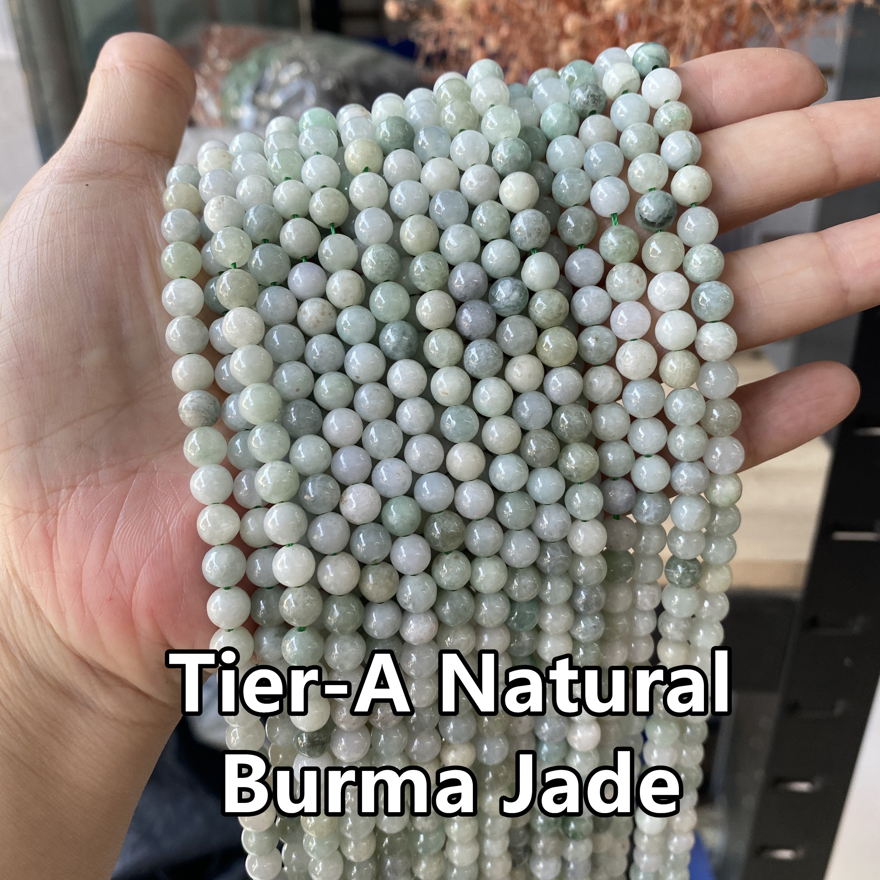 Jadeiet Burma Burmnese burmese Jade Natural Gemstone 4/6/8/10mm Stone Wholesale Polished Loose Round Beads Green Jade