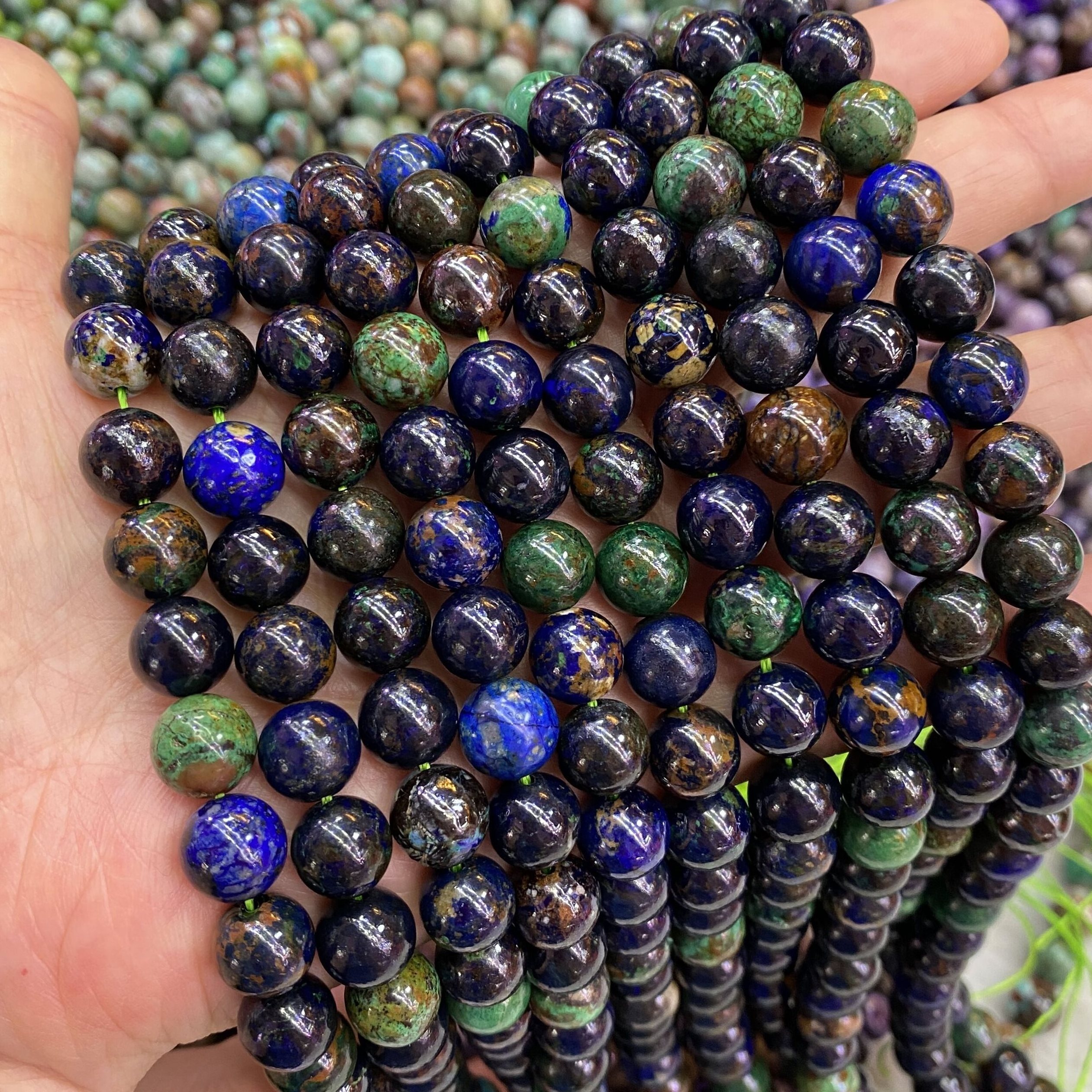 Natural Stone Gemstone Loose Round 6/8/10mm Beads Strand Azurite Malachite