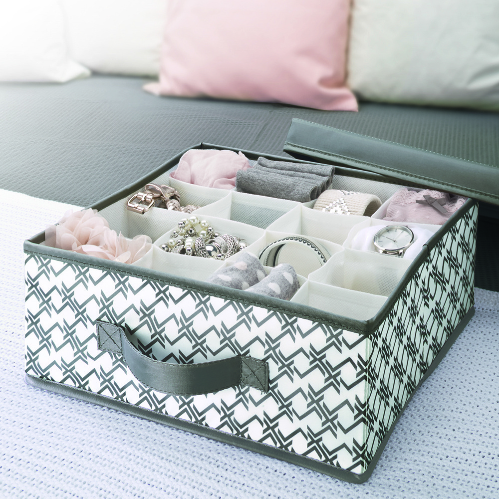 Houseware  wardrobe 201D Polyester Fabric Storage Box with Lid Foldable Clothes Toy Storage