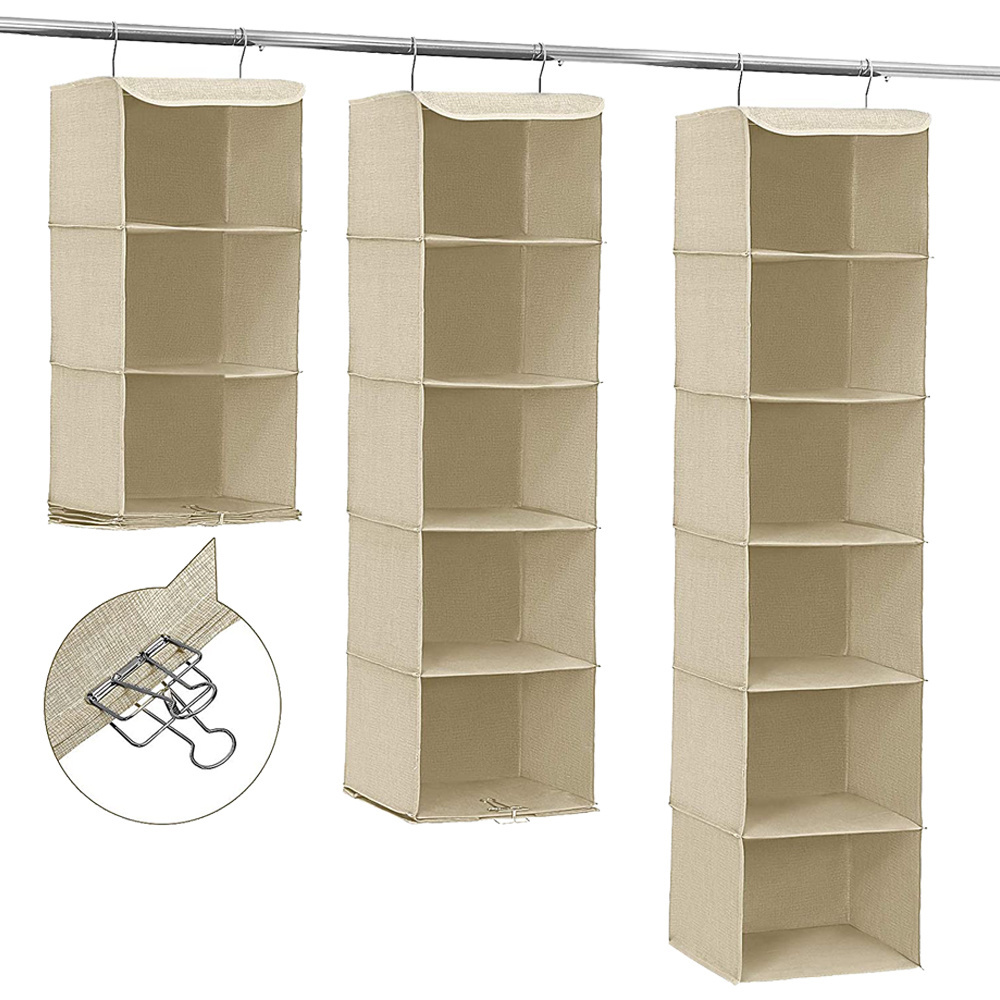 hanging wardrobe closet clothes organizer collapsible Hanging Closet shelves with hooks