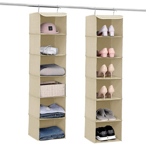 hanging wardrobe closet clothes organizer collapsible Hanging Closet shelves with hooks