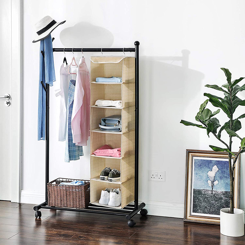 hanging wardrobe closet clothes organizer collapsible Hanging Closet shelves with hooks