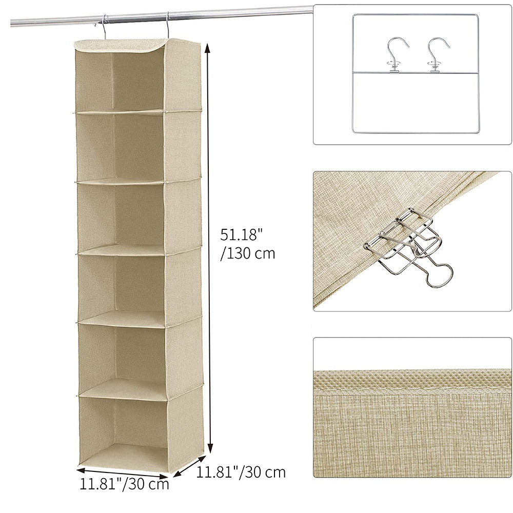 hanging wardrobe closet clothes organizer collapsible Hanging Closet shelves with hooks