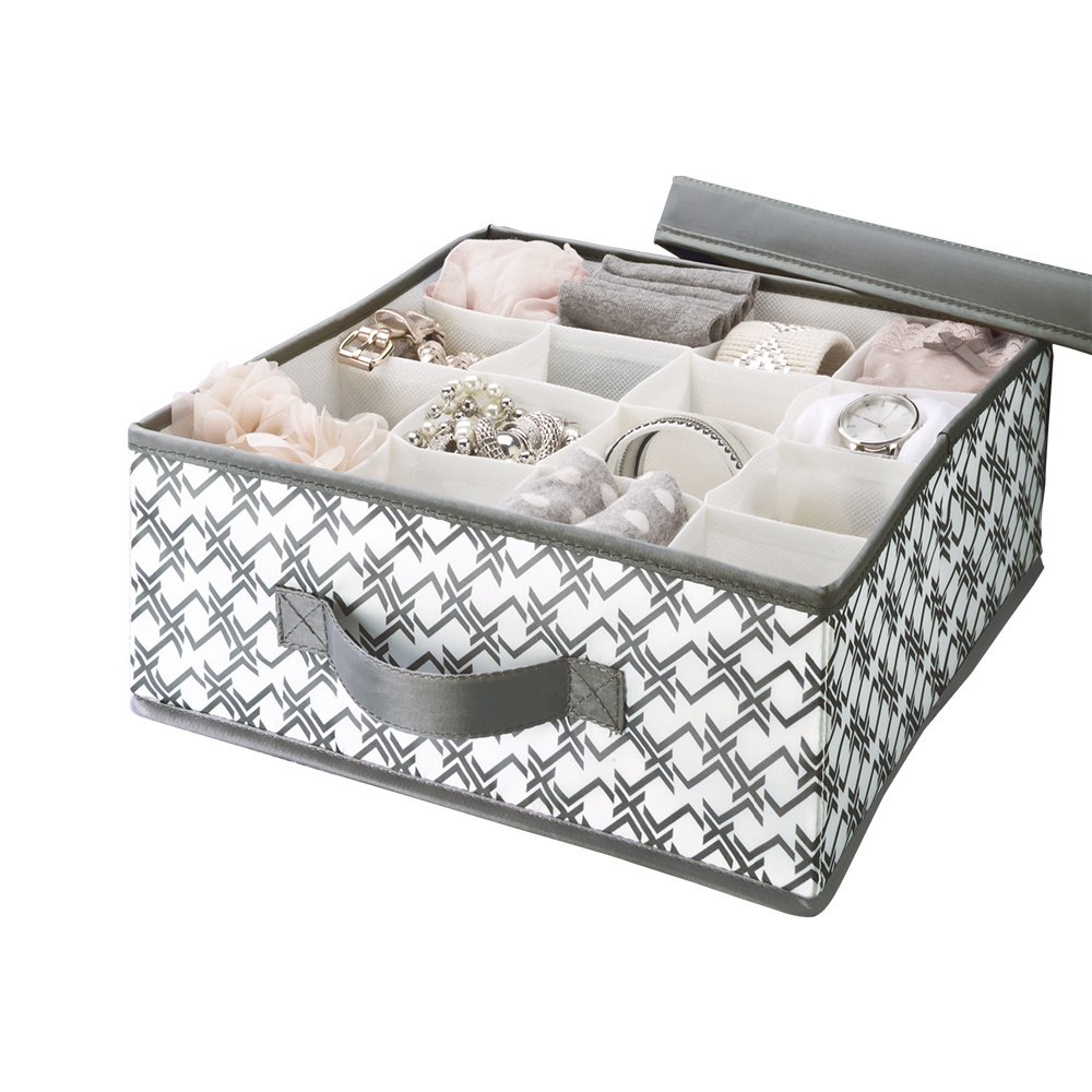 Houseware  wardrobe 201D Polyester Fabric Storage Box with Lid Foldable Clothes Toy Storage