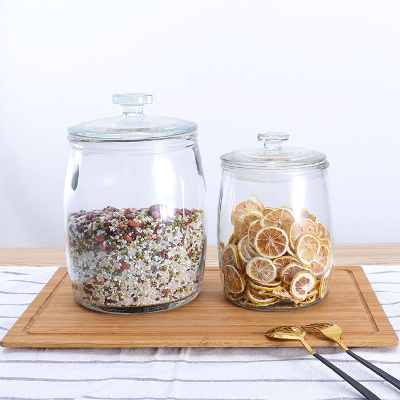 Eco-Friendly Large 1 Gallon  Glass Container Wide Mouth 7.5 L 10L Big Rice Dry Food Storage Glass Jar With Airtight Lid