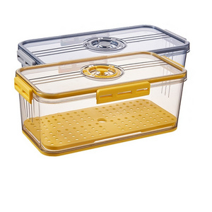 Airtight Fridge Organizer Date Display 4 Side Lock PET BPA-Free Fish Vegetable Fruit Transparent Refrigerator Storage Box