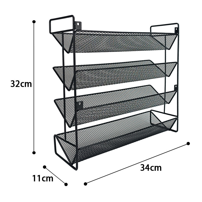 4 Tier Black Metal Seasoning Bottles Display Rack Spice Organizer For Home Kitchen Countertop Cabinet Supermarket Wall Mount