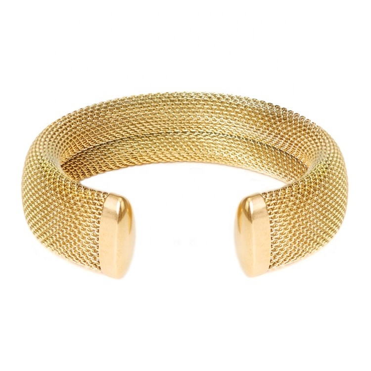 18K Gold Dubai Bangles For Women Middle East Gold Bangles Ethiopian Saudi Arabia Mesh Bracelets African Wedding Jewelry Gift