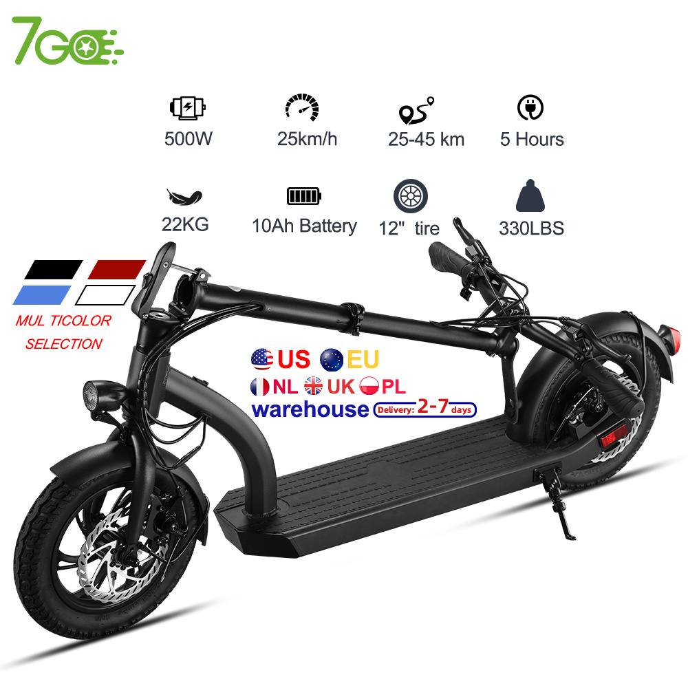 7GO 12 inch tyre 48V 10AH 500W 25km/h Weight 22kg Range 45km Bearing 330LBS folding extreme electric moped scooter adult kids