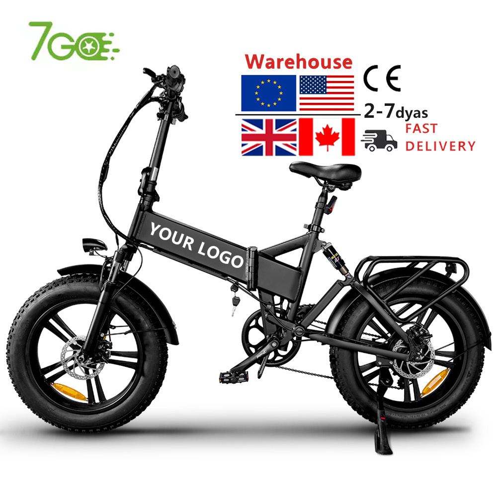 7Go EU US warehouse 500w 750w 15AH fat tire e bike full suspension mountain ebike foldable bicycle 20inch electric folding bike