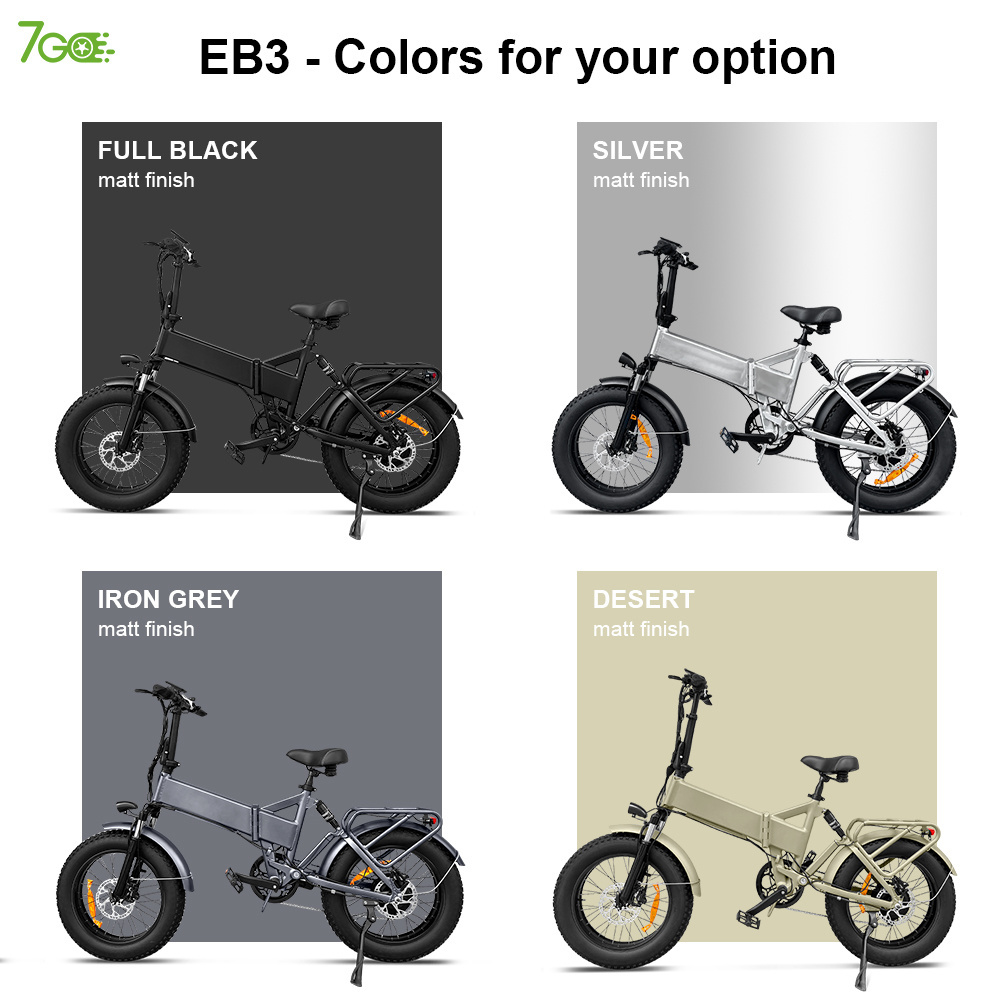 EB3 7 speed gears Aluminum Alloy Electric fat tire ebike 750w 48v 15ah Rang 80km 20 inch folding electric mountain dirt bike