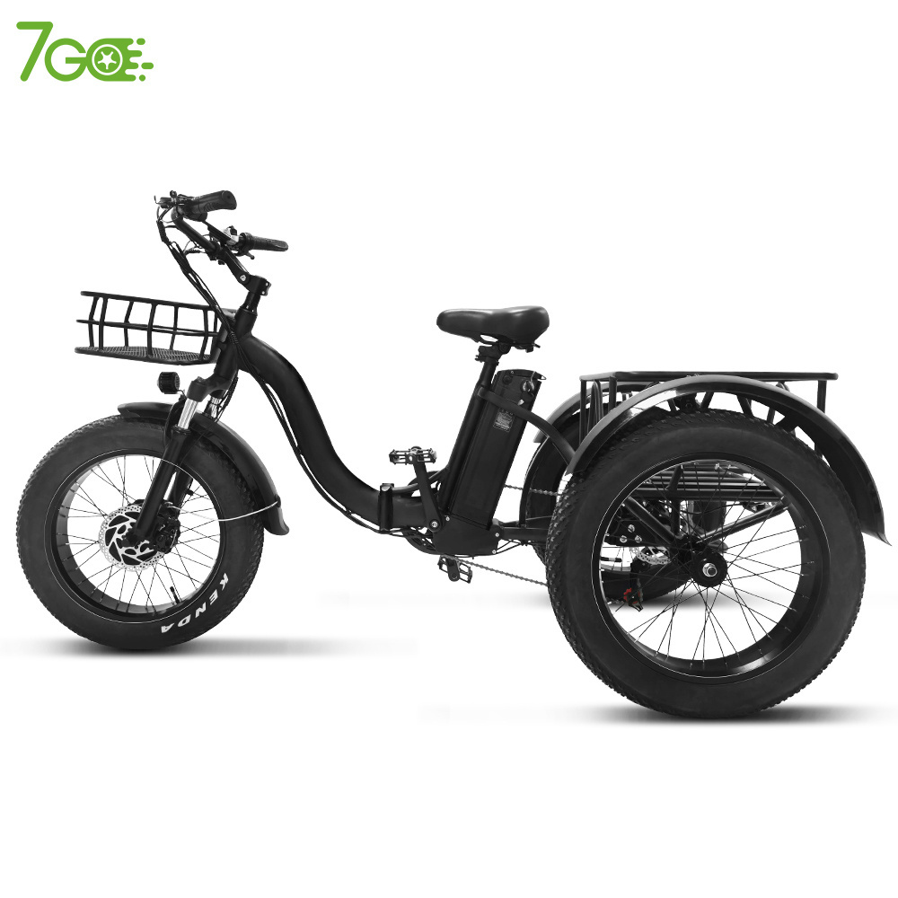 20 Inch Electric Trike adults 750W Motor Fat Tire 3 Wheel tricycle bike electro Three Wheels Adult Cargo Electric tricycle Bike