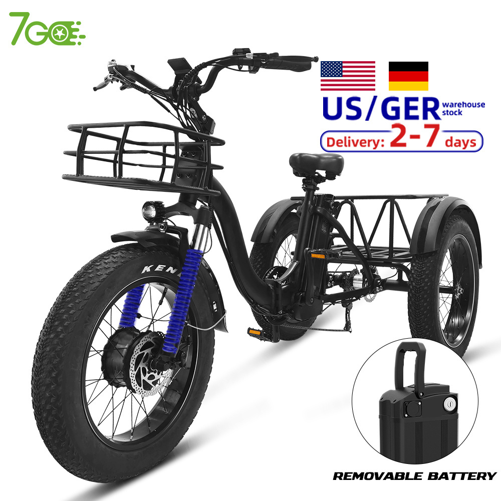 20 Inch Electric Trike adults 750W Motor Fat Tire 3 Wheel tricycle bike electro Three Wheels Adult Cargo Electric tricycle Bike