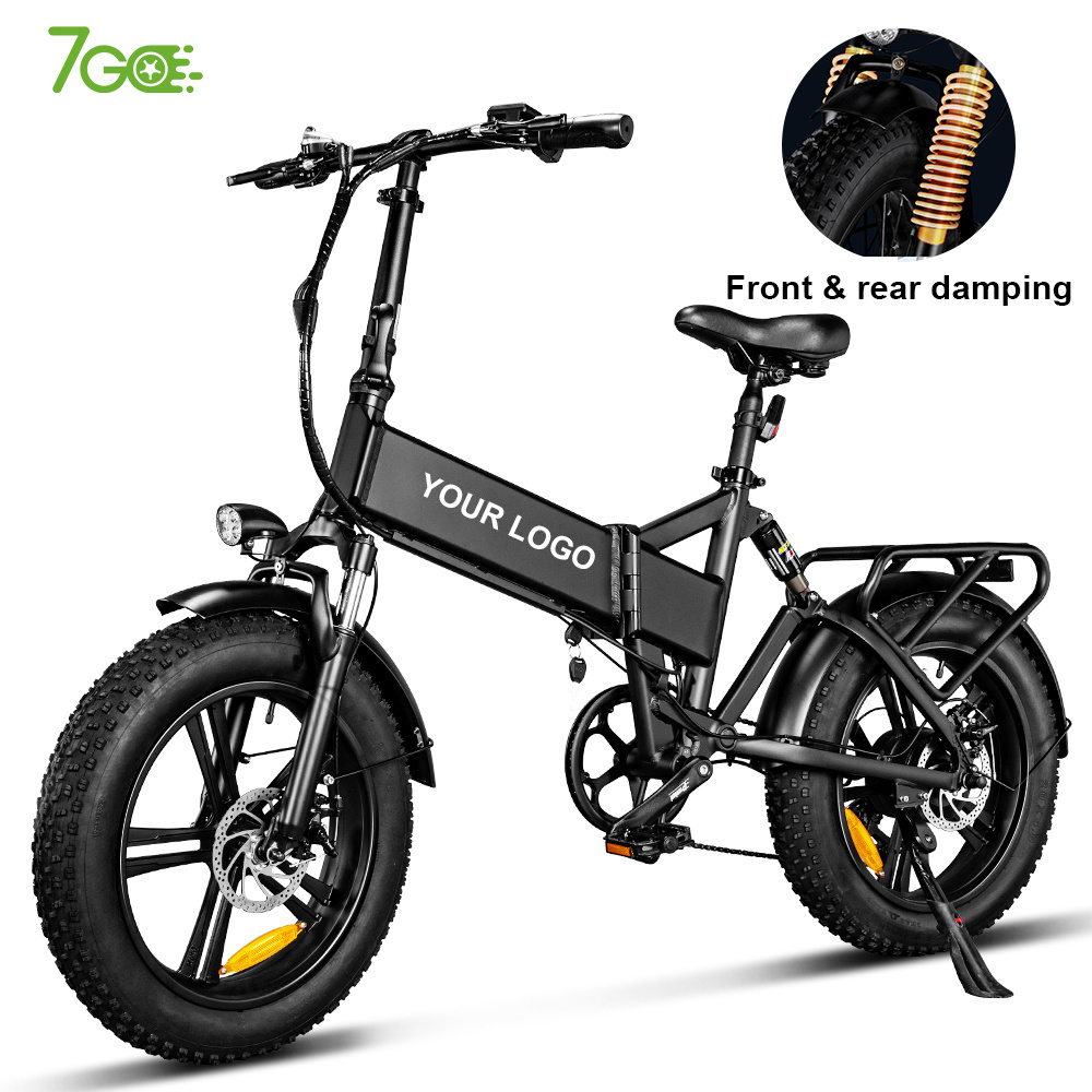 7Go EU US warehouse 500w 750w 15AH fat tire e bike full suspension mountain ebike foldable bicycle 20inch electric folding bike