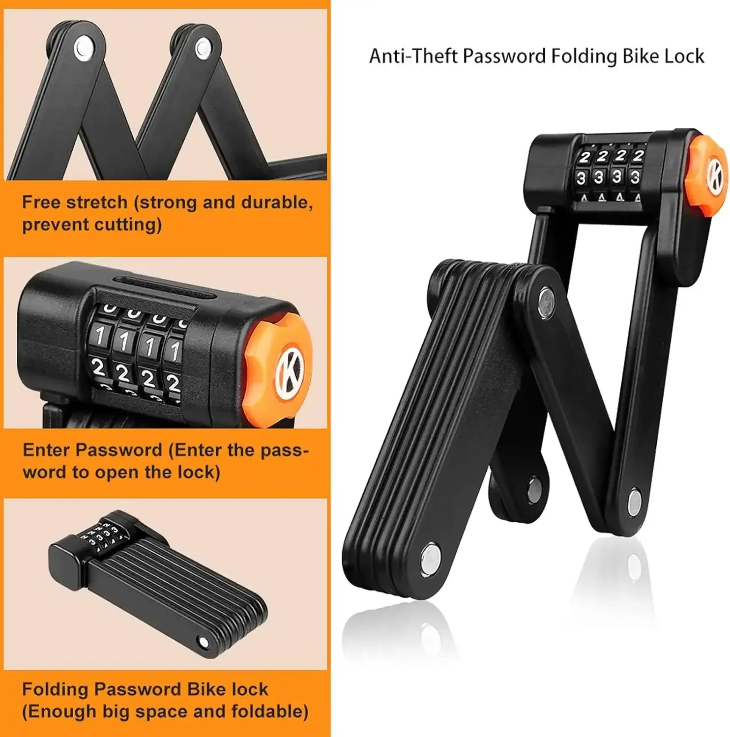 Manufacturer bike lock waterproof anti-theft bicycle lock bike portable Foldable Combination Joint bike lock