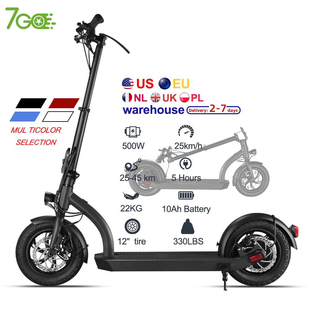 7GO 12 inch tyre 48V 10AH 500W 25km/h Weight 22kg Range 45km Bearing 330LBS folding extreme electric moped scooter adult kids