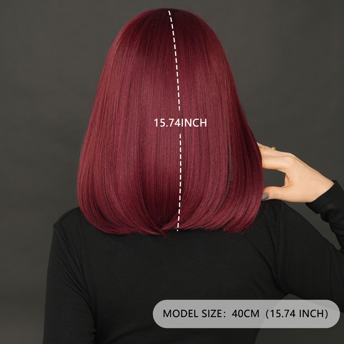 Yaki Lace Wig for Women Straight Shoulder Length Red Wine Lace Front Wigs Burgundy Kanekalon Synthetic Bob Short Hair 16 Inch