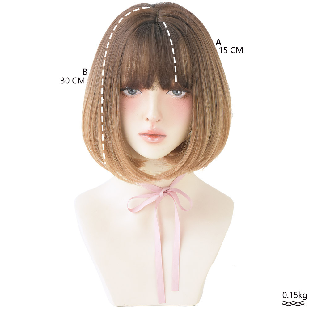 7JHH Wholesale Ombre Short Bob Hair Wig  Vendor Korean 150% 180% Density Wig With Bangs Synthetic Hair Cosplay Bob Wigs