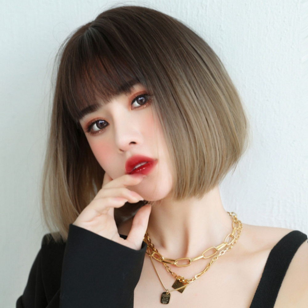 7JHH Wholesale Ombre Short Bob Hair Wig  Vendor Korean 150% 180% Density Wig With Bangs Synthetic Hair Cosplay Bob Wigs