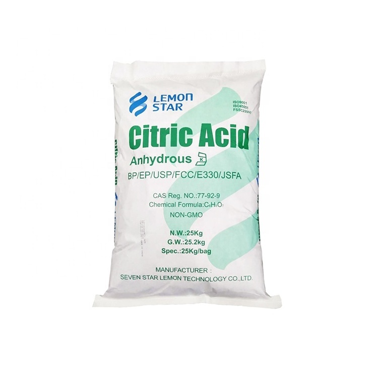 China Manufacturer Price Cas77-92-9 Citric Acid Anhydrous Lemon Star Brand Food Grade Crystals Fine Granular