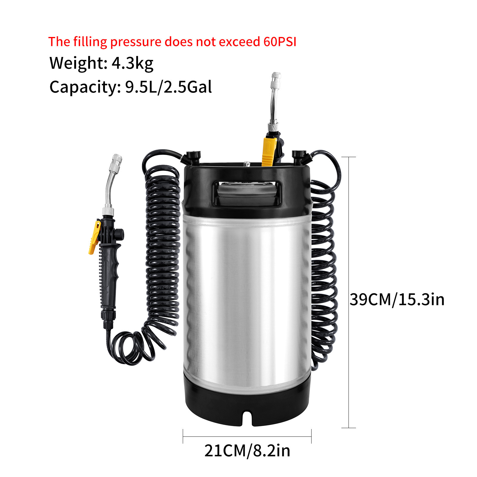 7mo Customize 9.5L Portable TPU PPF Window Tint Keg Water Pressure Tank Car Wash Bucket Car Cleaning High Pressure Sprayer