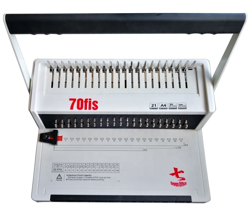 21 holes Comb binding machine A4 Manual plastic comb binder free logo print