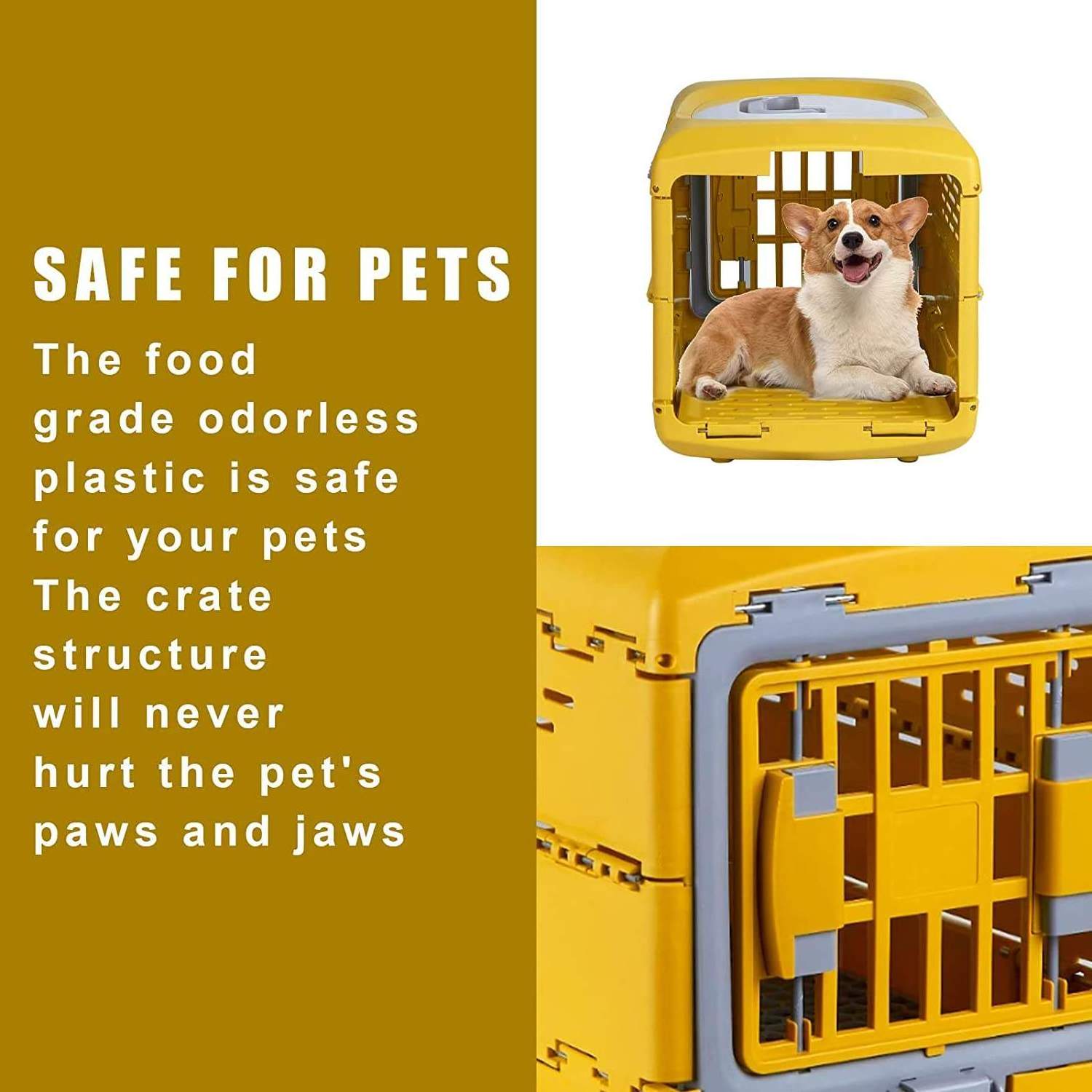 Portable Collapsible Shockproof Plastic Hard-Sided Dog Puppy Crate Kennel Travel Cage