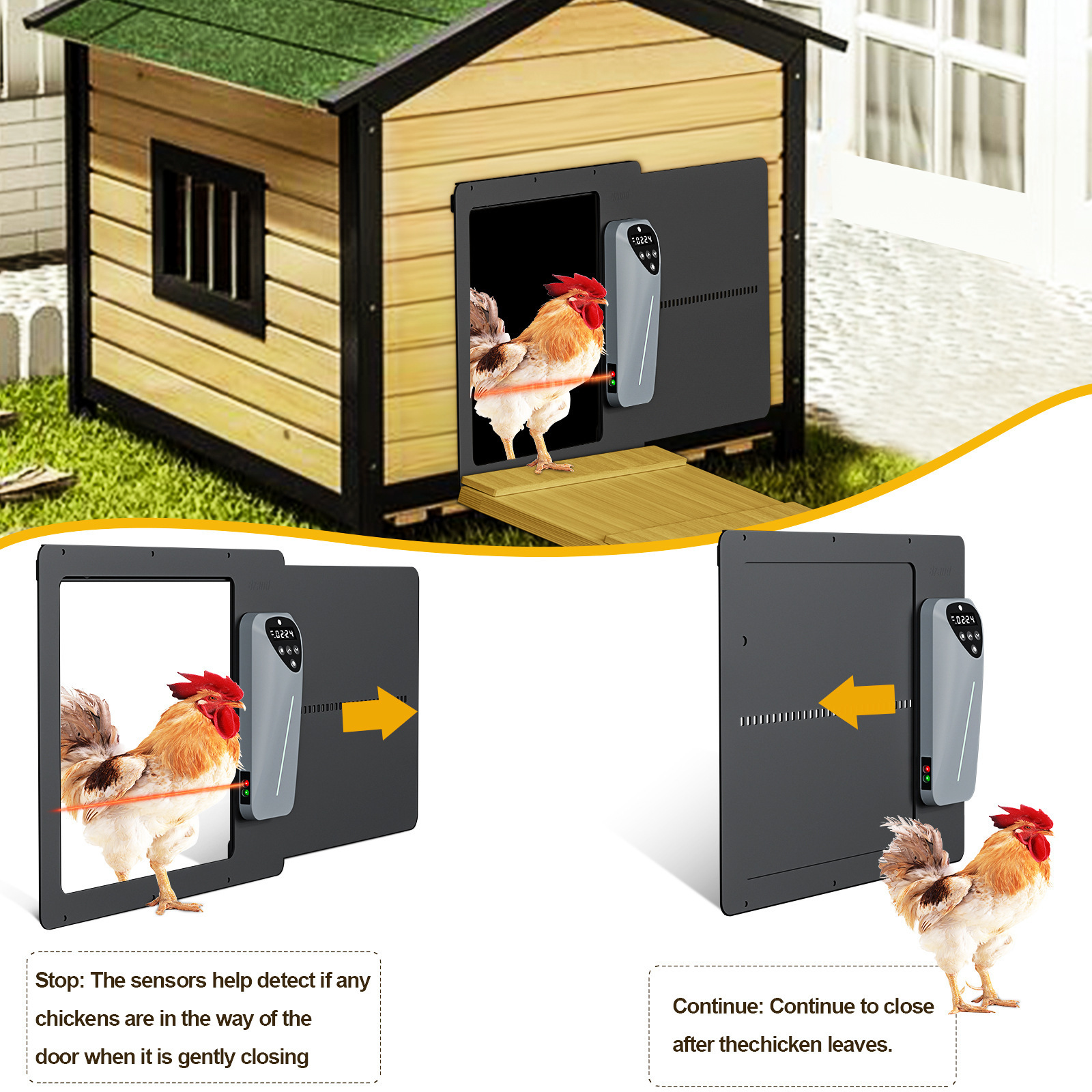 Solar Powered APP Control Full Aluminum Light Sensing Remote Controlled Automatic Chicken Door