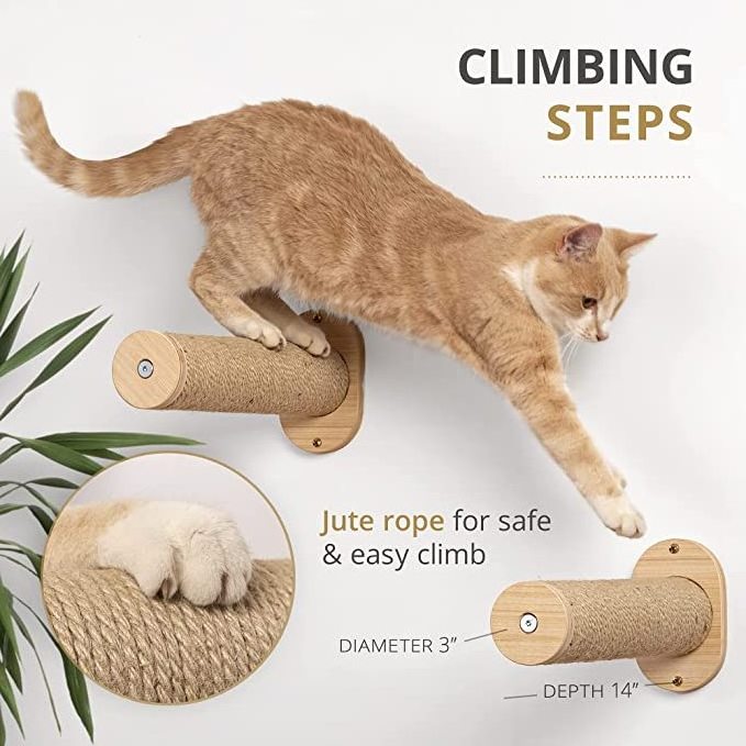 Hammock with steps on wall Shelves and Perches for Sleeping Playing Climbing and Lounging Cat wall cat tree