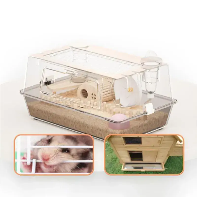 Acrylic Guinea Pig House for Hamster Hammock Rat Chinchilla Gerbil With Water Bottle