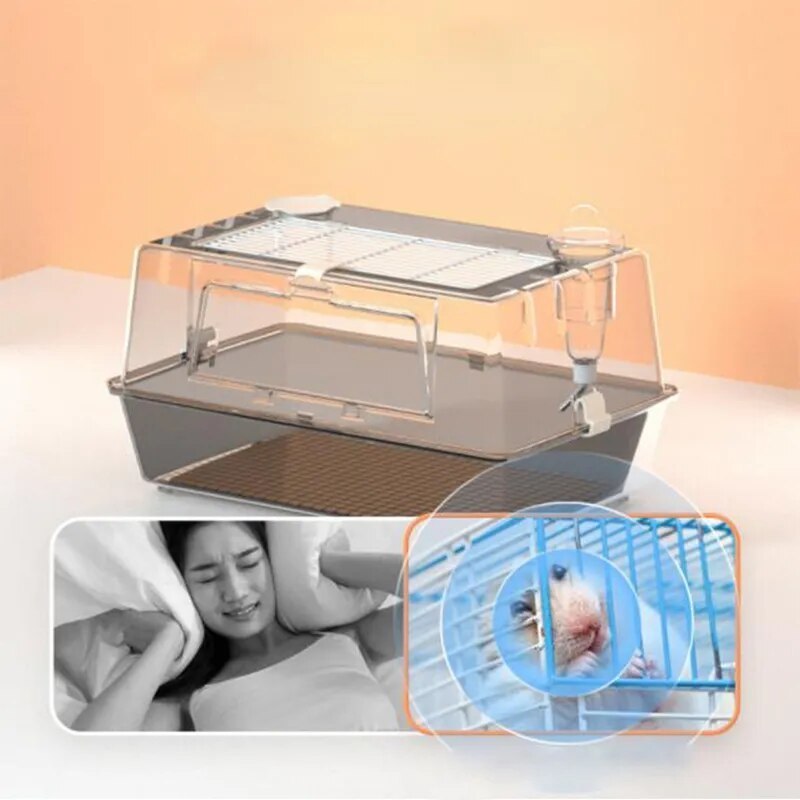 Acrylic Guinea Pig House for Hamster Hammock Rat Chinchilla Gerbil With Water Bottle