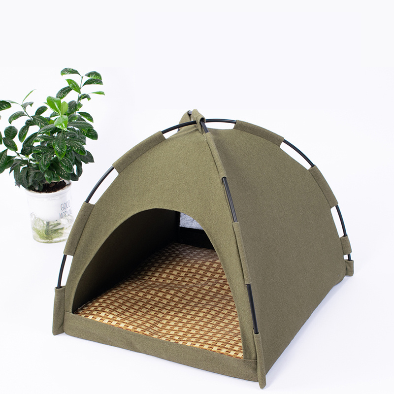 Camping portable pet tent removable washable triangular play teepee tent house for small dog cat