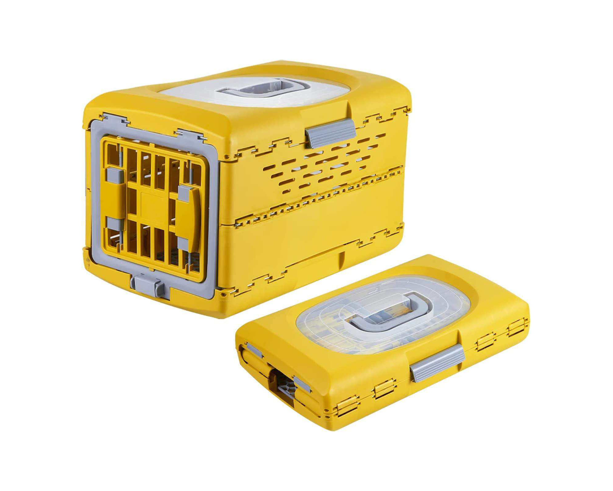 Portable Collapsible Shockproof Plastic Hard-Sided Dog Puppy Crate Kennel Travel Cage