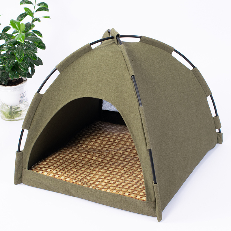 Camping portable pet tent removable washable triangular play teepee tent house for small dog cat