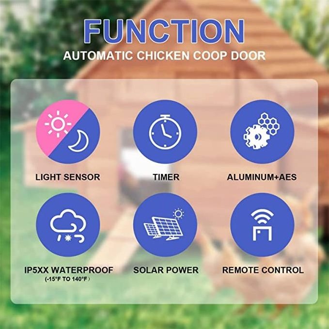 Solar Powered with Opener and Timer Sensor Aluminum Remote Control Automatic Chicken Coop Door