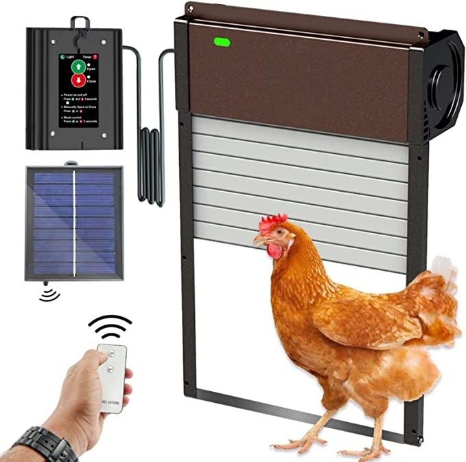 Solar Powered with Opener and Timer Sensor Aluminum Remote Control Automatic Chicken Coop Door