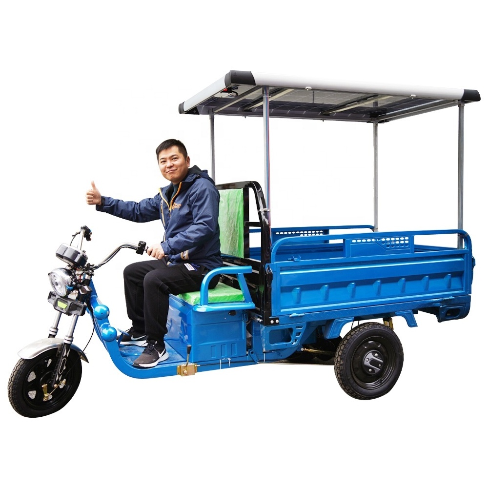 EEC Trike 3 wheel Electric Ice cream Truck Cargo Tricycle 500w 1000w 20AH Loading 800-1000kgs Tricycles with Cabin Solar Panel