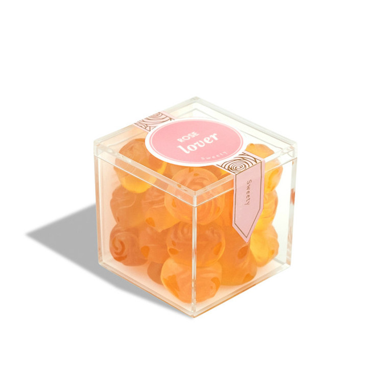 Candy Containers Favors Box Baby shower Guests gift box Party supplies Clear Acrylic Cube Square Suger Chocolate Boxes