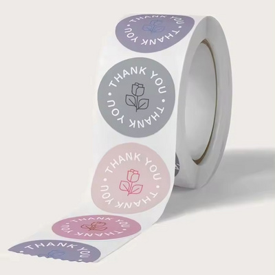 Self-Adhesive Packaging Sealing Label 500 x 2.5 cm Diameter Stickers Pastel Thank You Sticker Roll